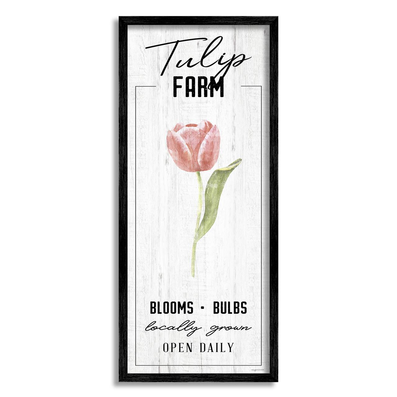 Stupell Industries Tulip Farm Pink Country Floral Locally Grown Blooms in Black Frame Wall Art